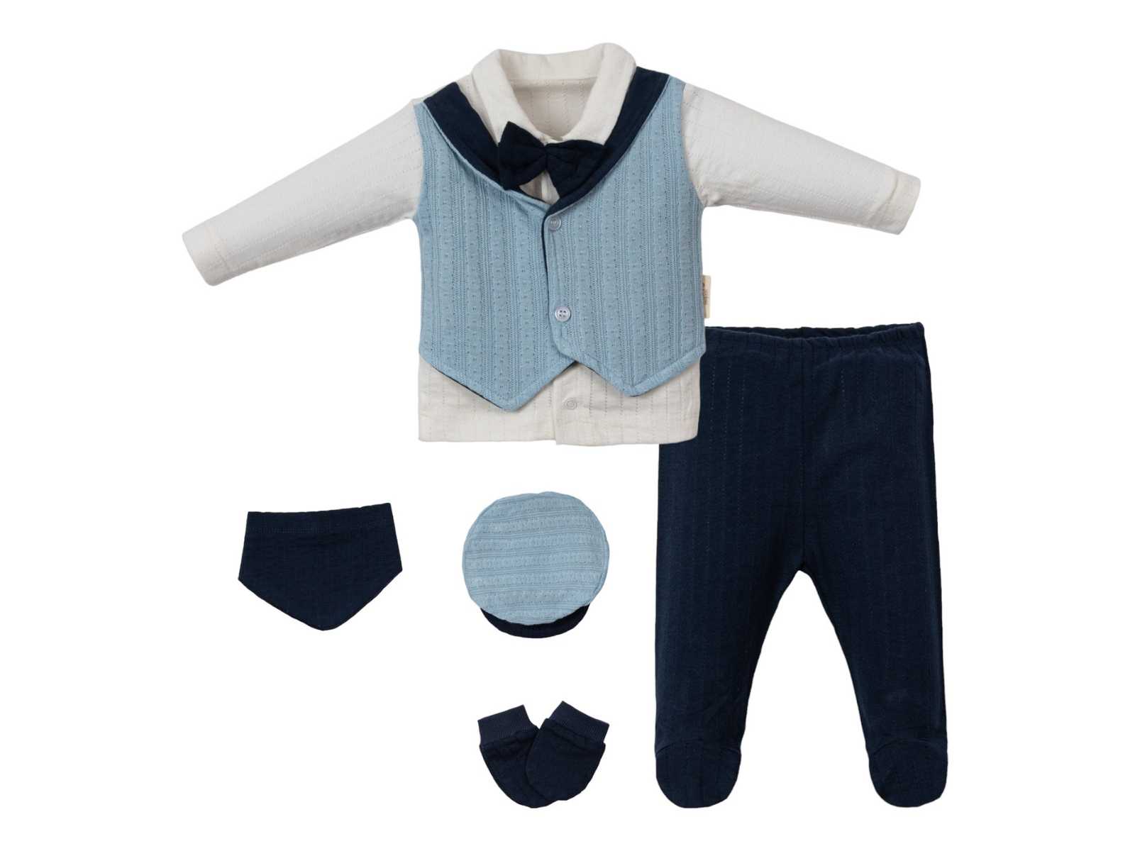 Set Neonato/ Bimbo Elegante "Classic Gentleman"- 5 pezzi