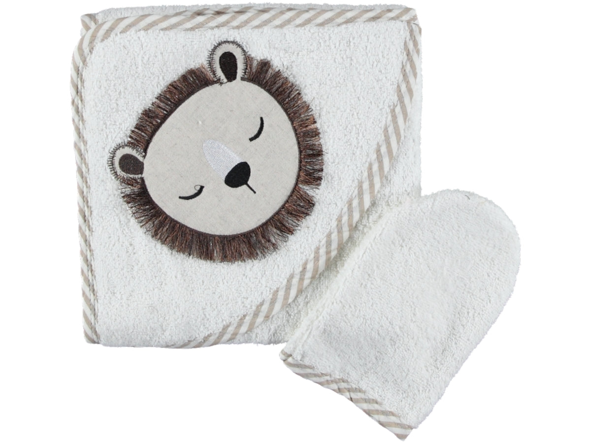 Set Accappatoio con Guanto - Design Leone 🦁 | Morbido e Assorbente