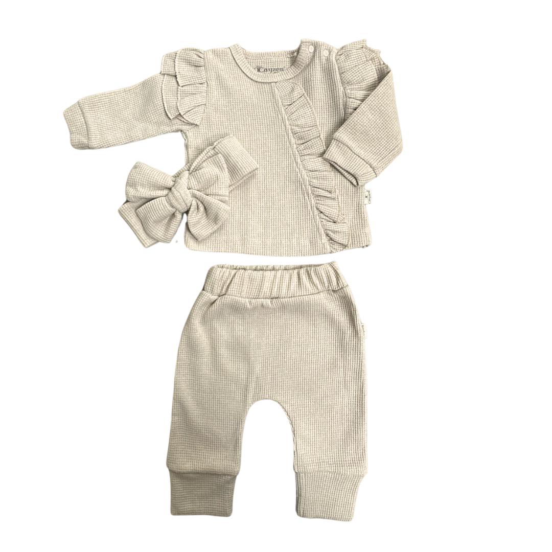 Clinico Neonata/ Bimba 2 Pezzi caldo cotone con Fiocco – Maglia e Pantaloni