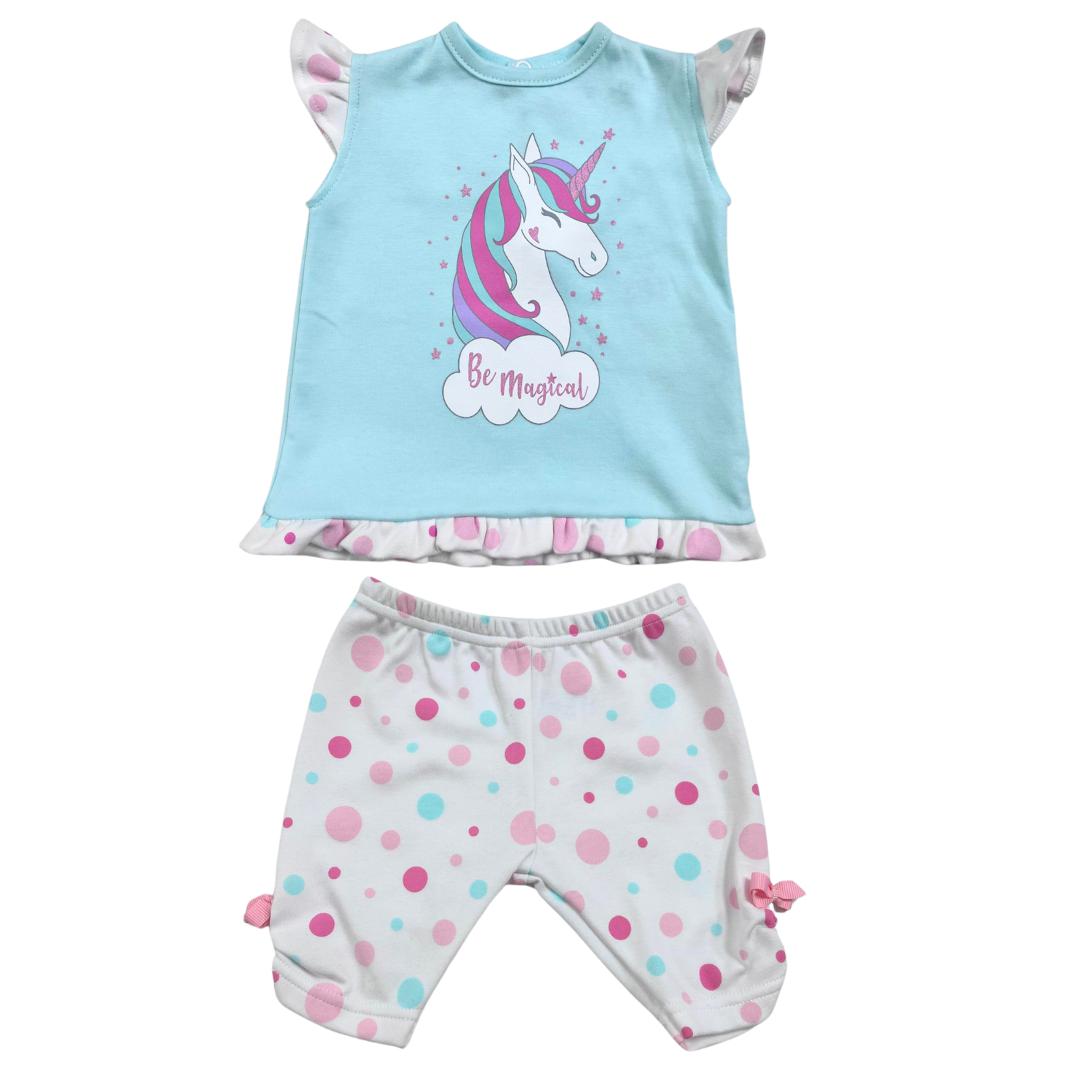 completino 2pz Fs Baby unicorno femminucci estivo