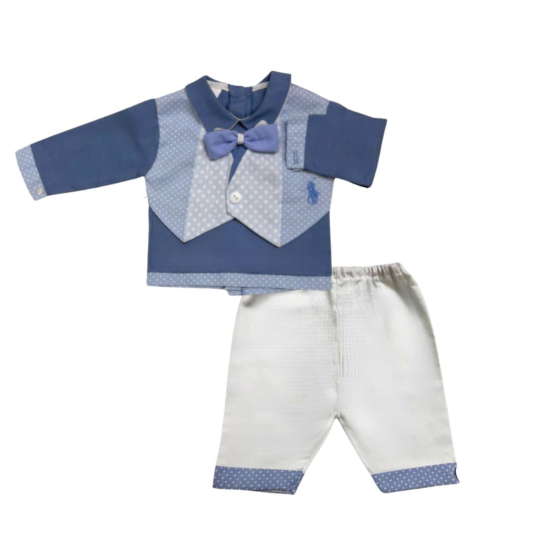 Completino Clinico Pasticcino Bimbo Elegante  Azzurro e Bianco