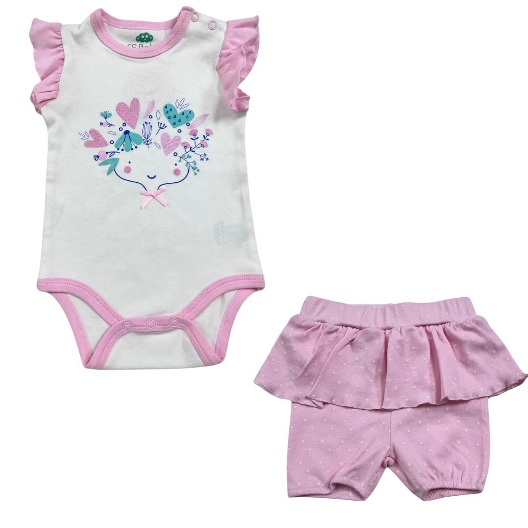 completino Fsbaby rosa pantaloncino e body