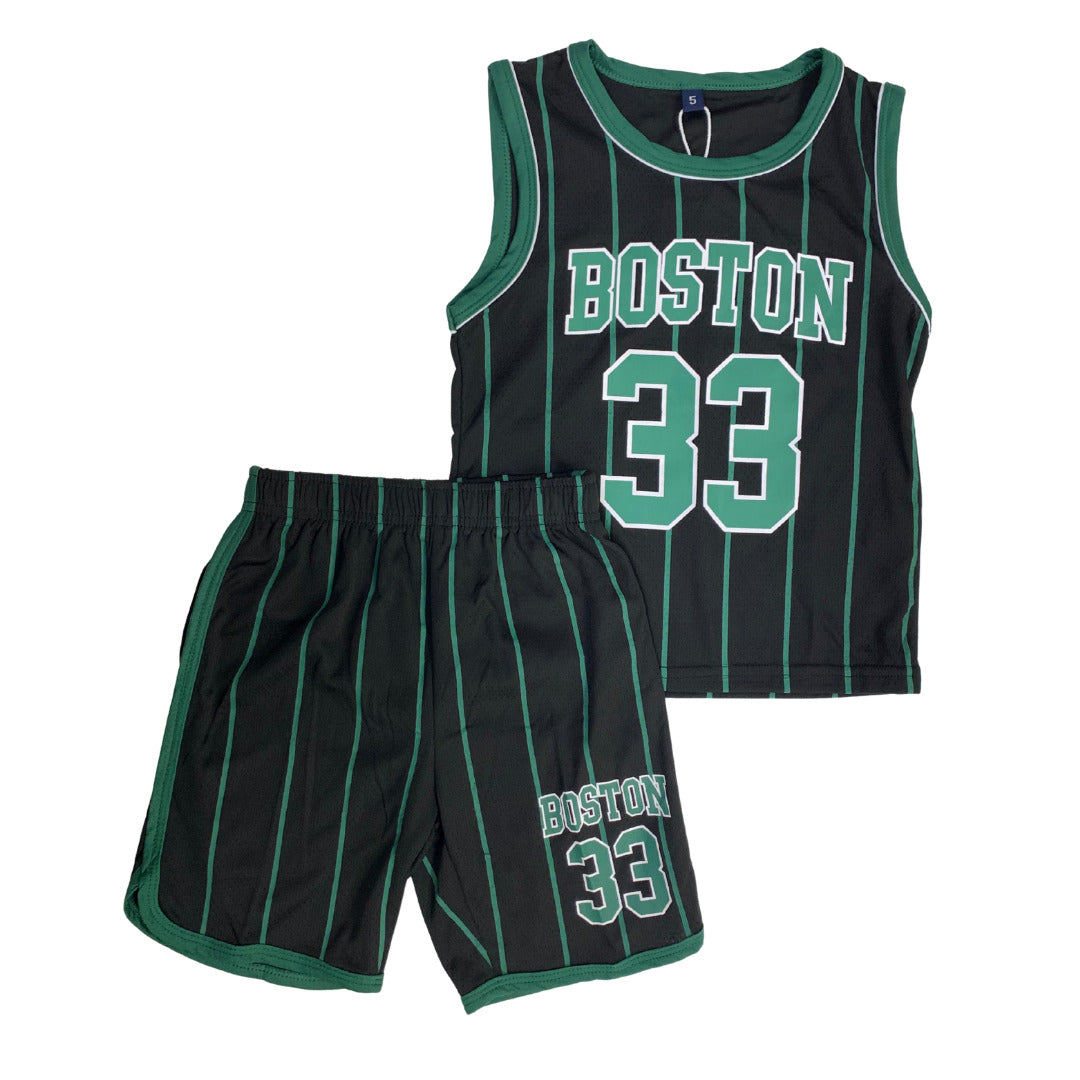 Completo Basket Bambino Nero e Verde  Boston 33