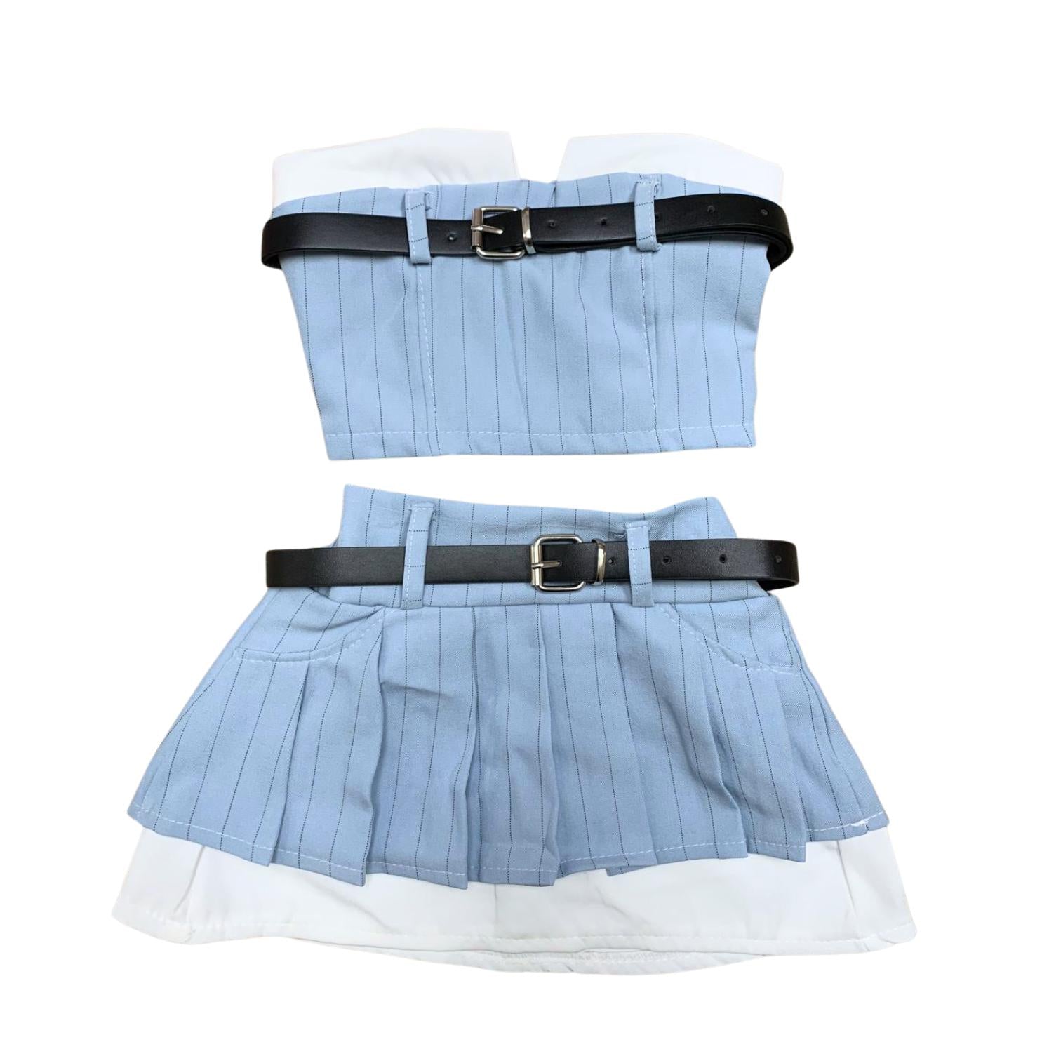 Completo Bimba top e gonnellina azzurro Estivo