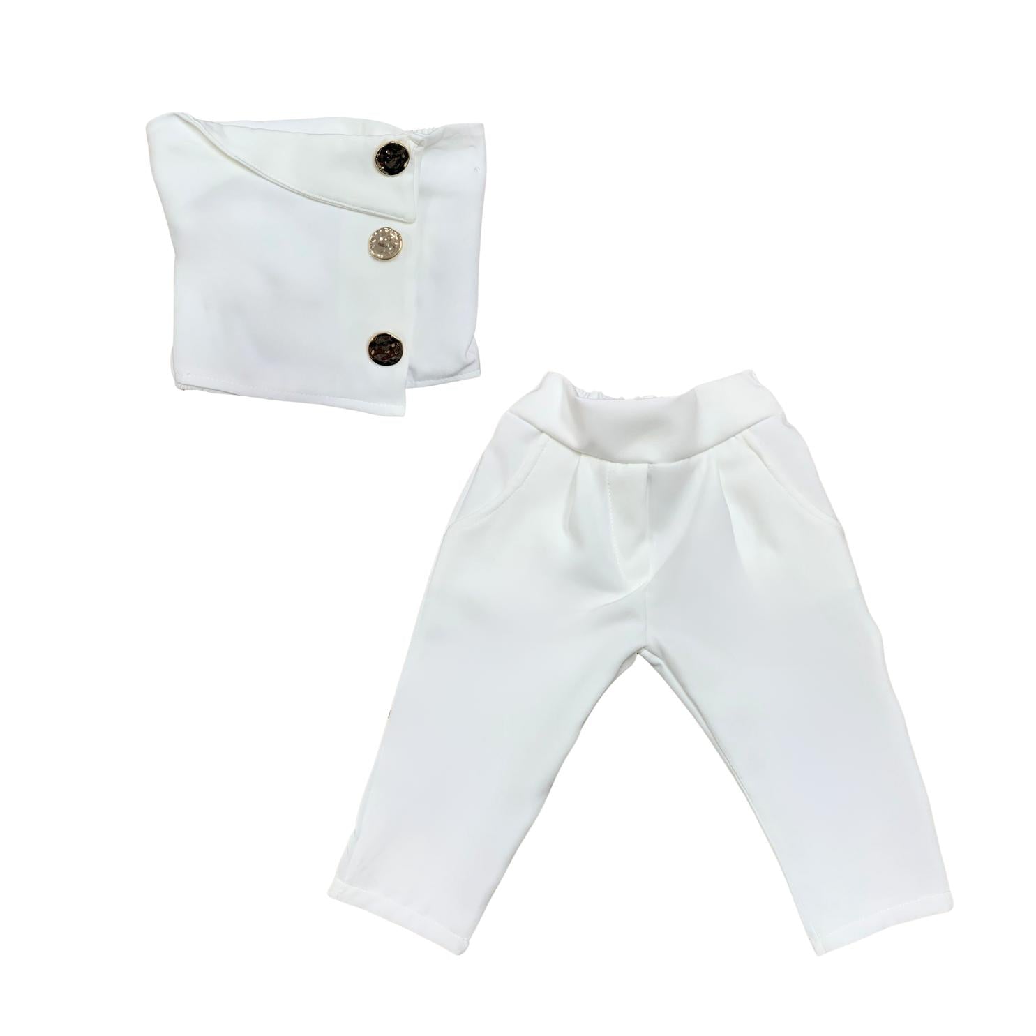 Completo elegante bambina bianco 2 pezzi Estivo