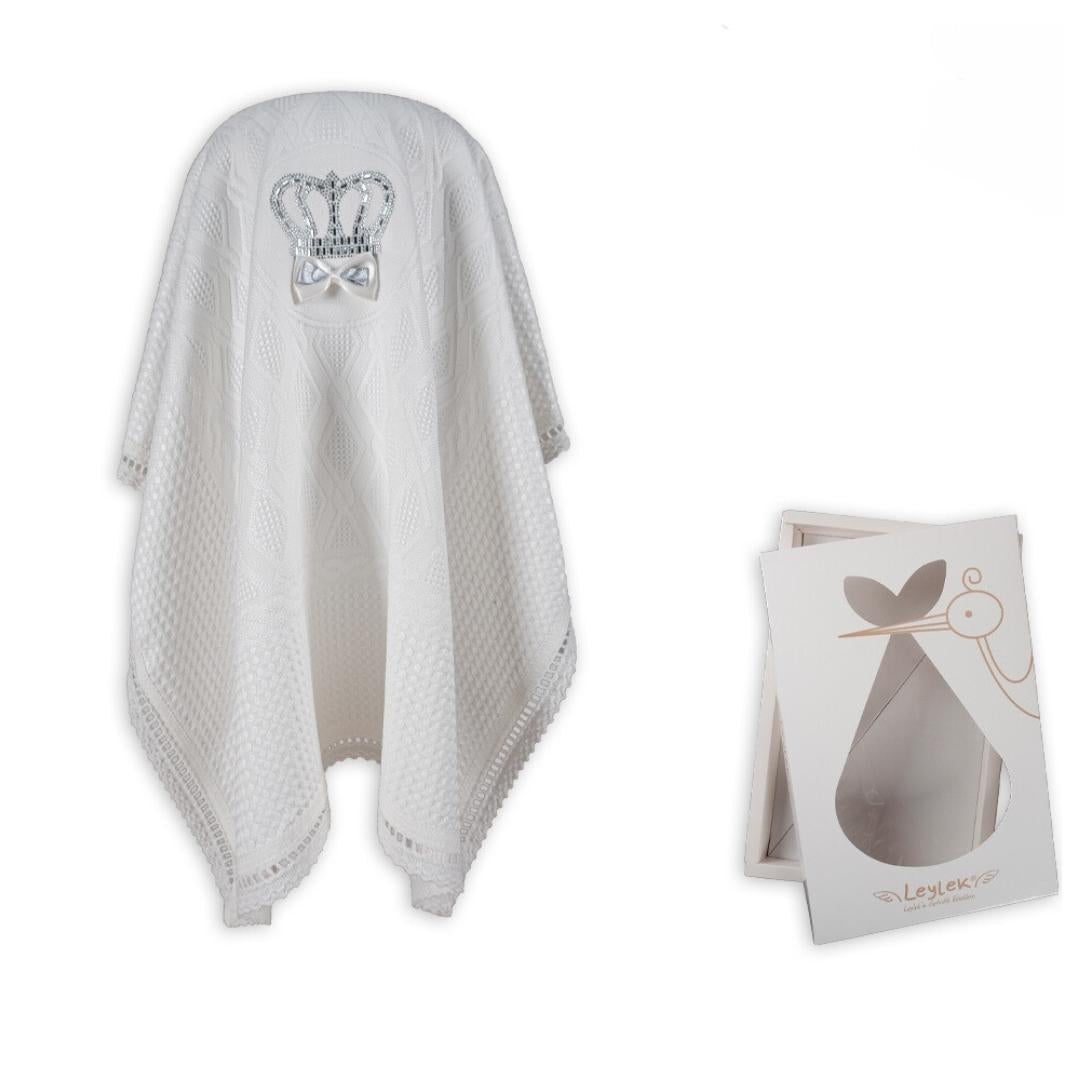 couverture de berceau en coton chaud couronne blanche