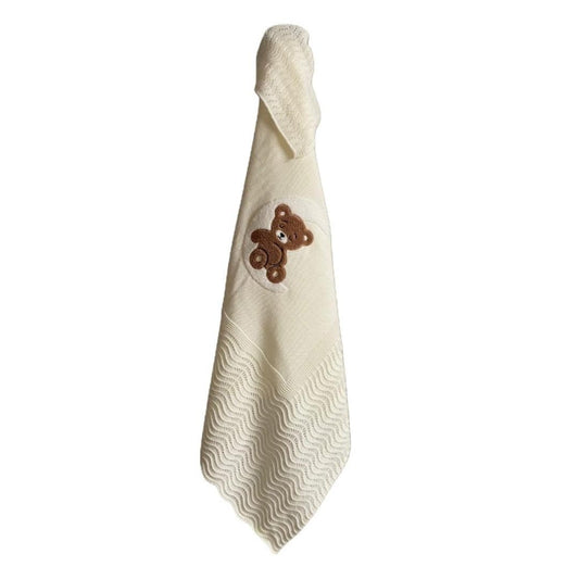 copertina in lanetta baby culla col.crema orsetto