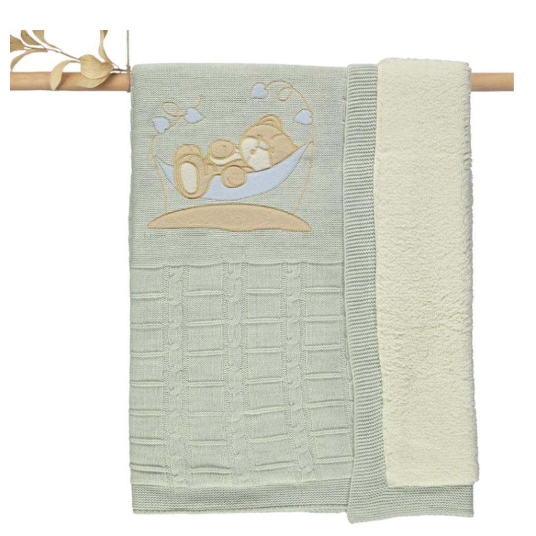 copertina invernale baby culla azzurra  orsetto