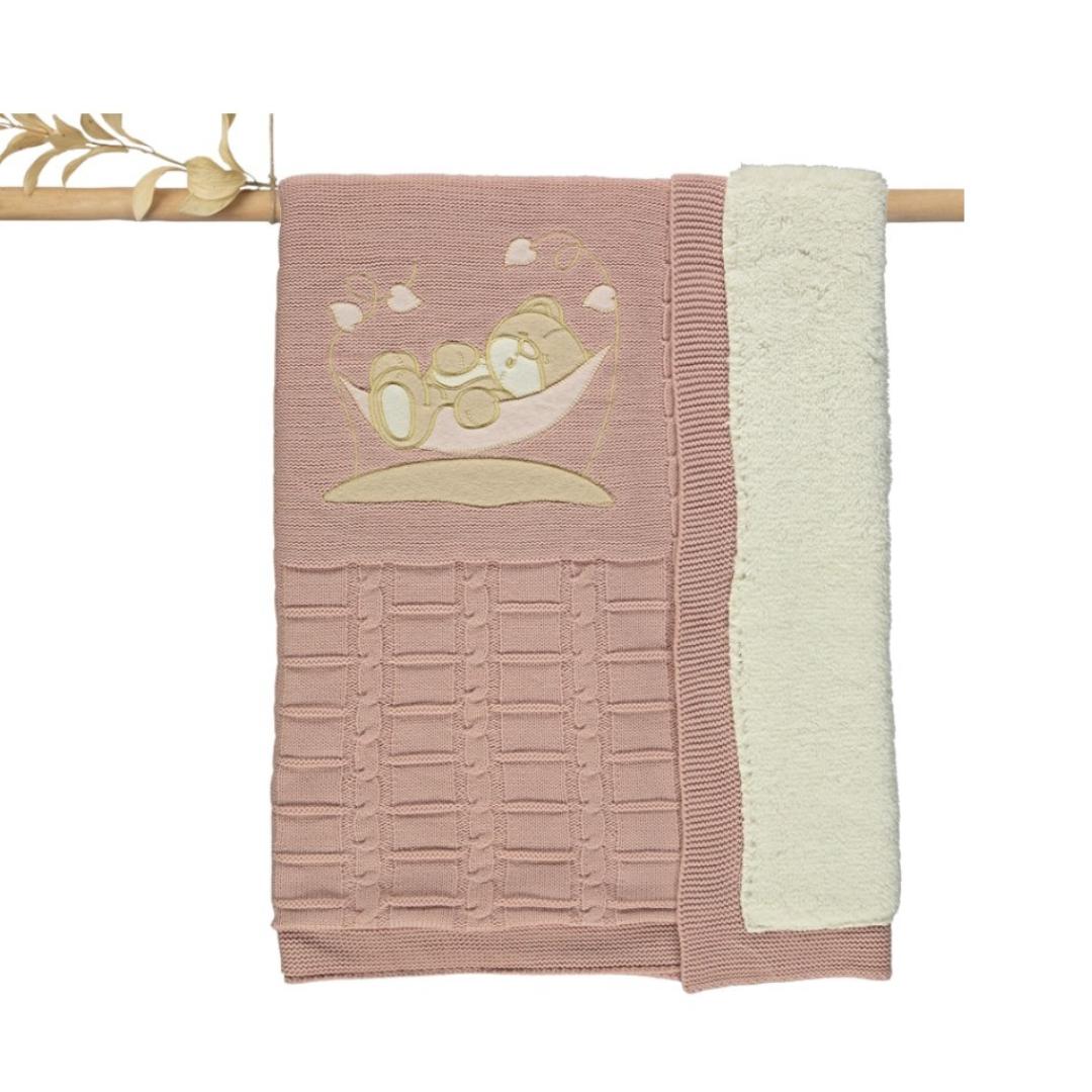 copertina invernale baby culla rosa antico orsetto