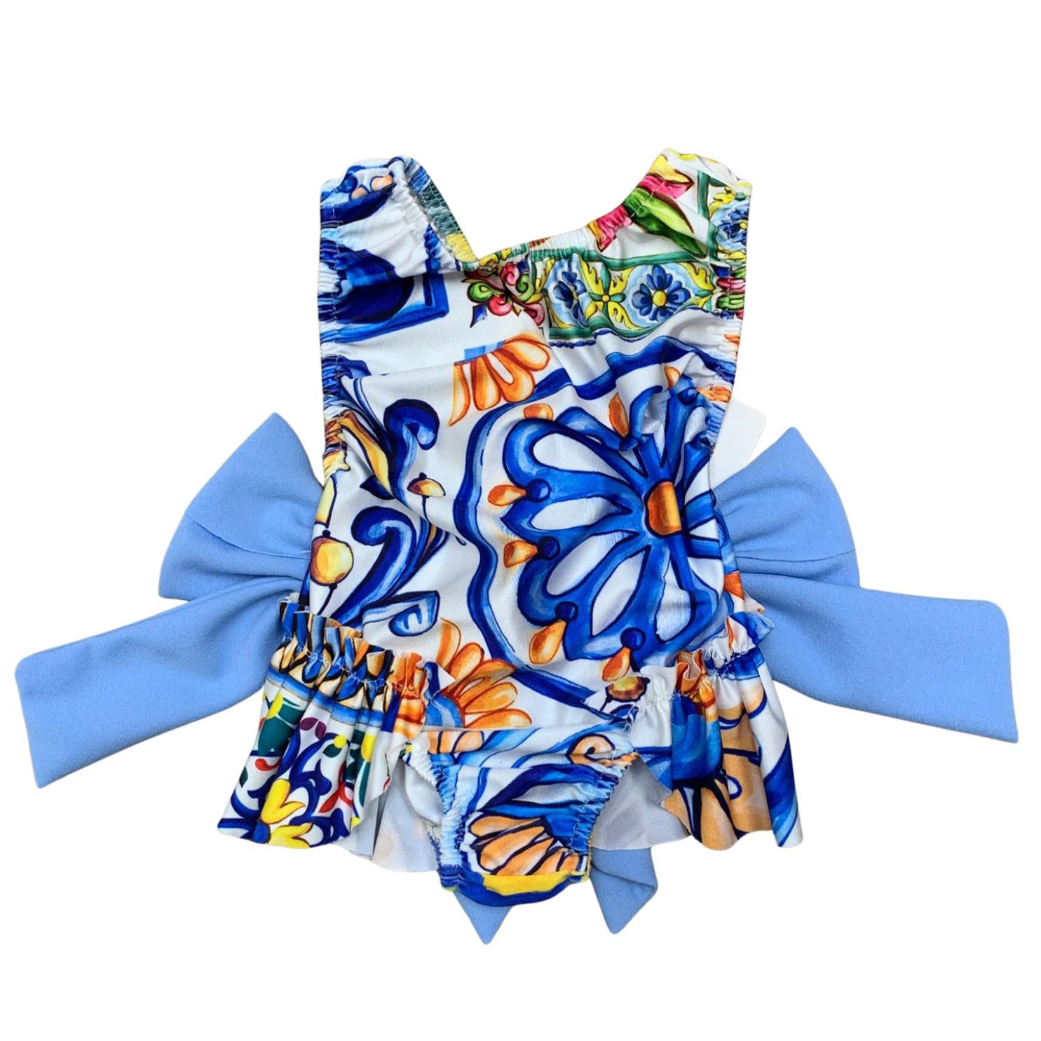 Costume intero bambina maiolica siciliana con fio