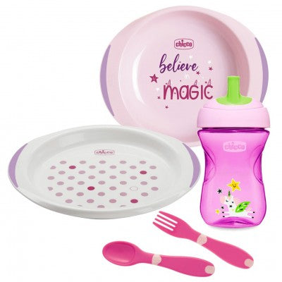 Chicco Set De Papilla Para Bebé 12 Meses+ Rosa
