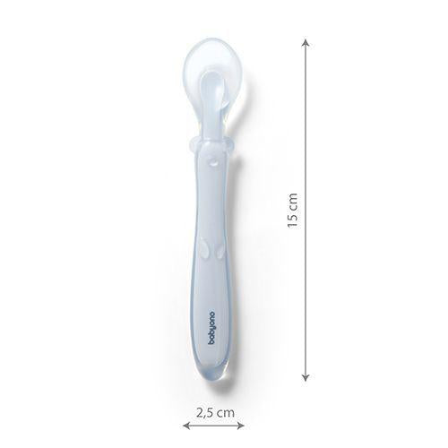 cucchiaino in silicone azzurro babyono 6m+