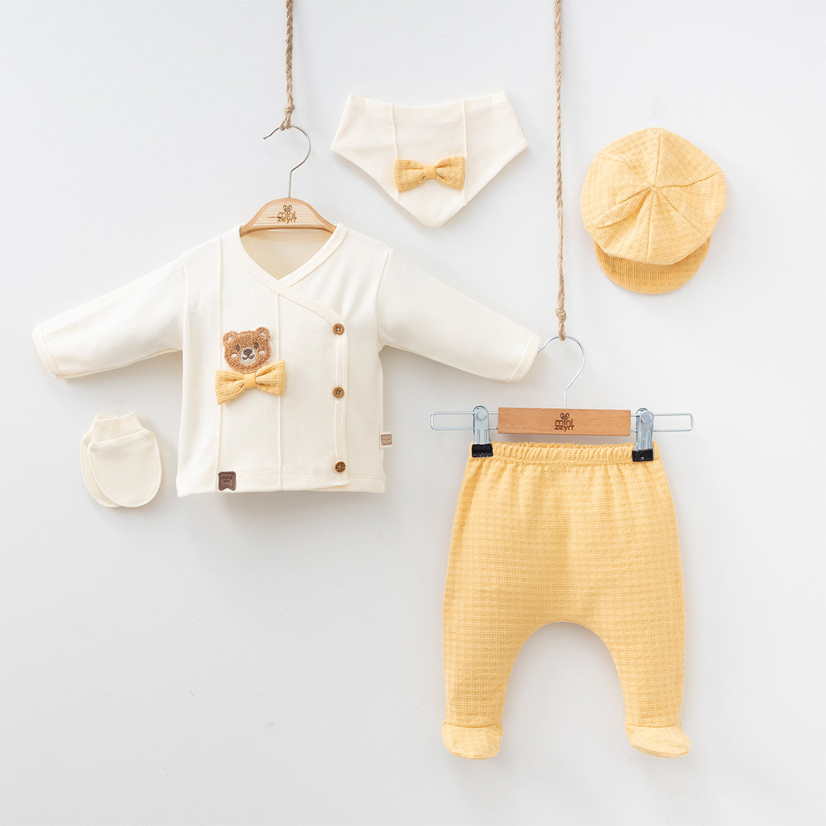 Set Neonato/ Bimbo Caldo Cotone 0-3 mesi orsetto Cotone Giallo