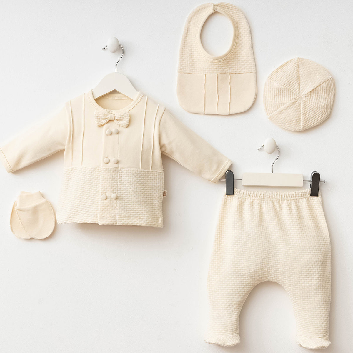 Set Neonato/ Bimbo 5 pezzi Caldo Cotone Crema