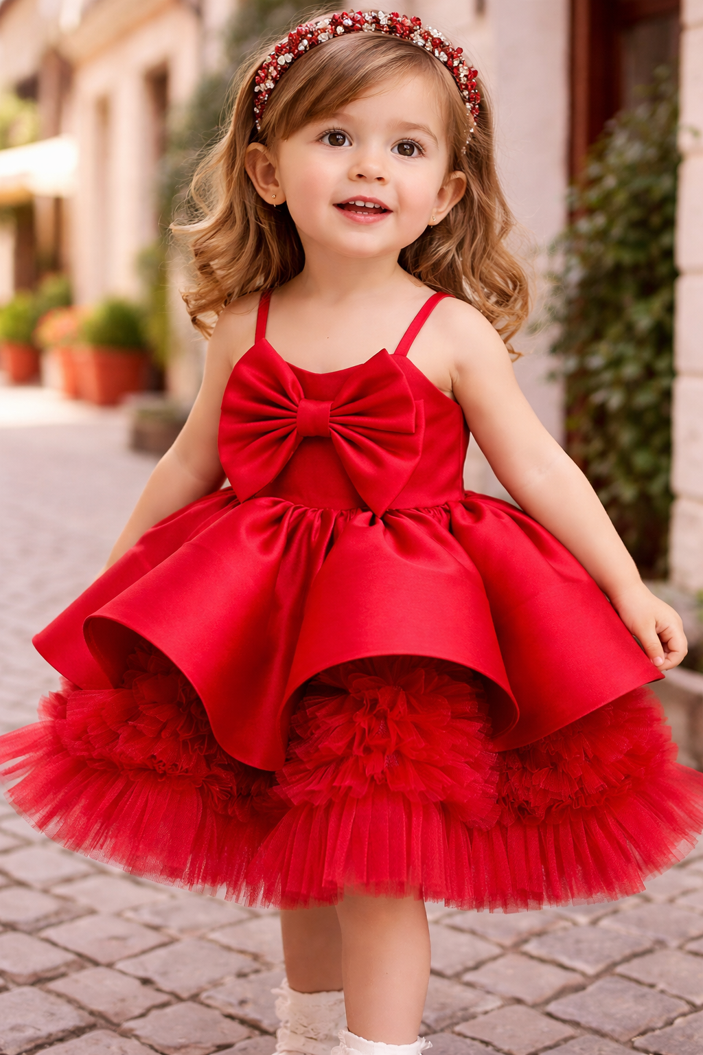 Abito Elegante da Cerimonia per Bambina Maxi Fiocco