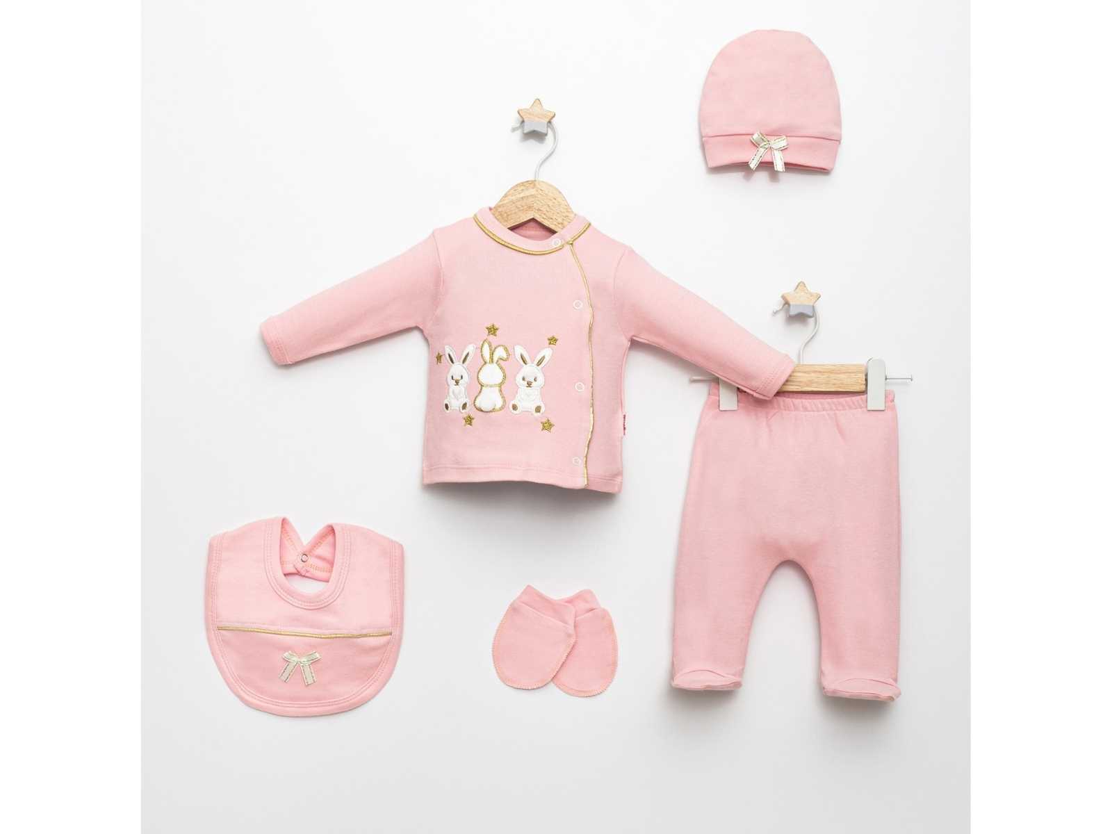 Set Nascita Neonata/ bimba "Dolci Coniglietti" in Cotone rosa