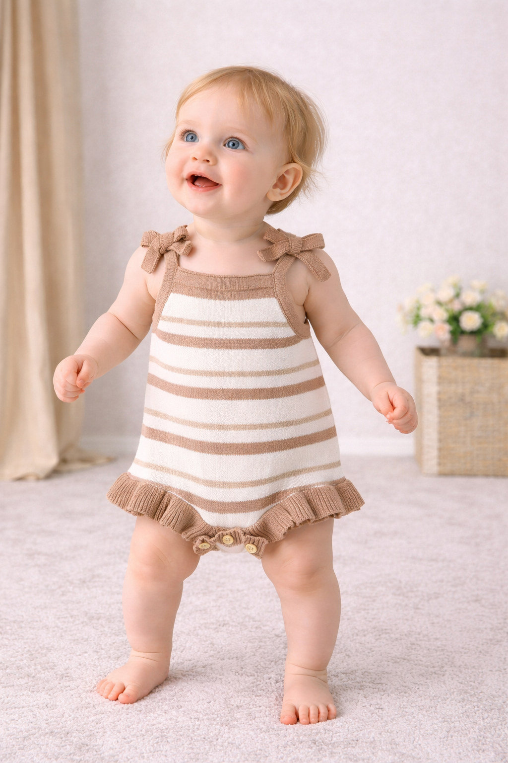 Body Estivo a Righe per bimba con Fiocchi sulle Spalline