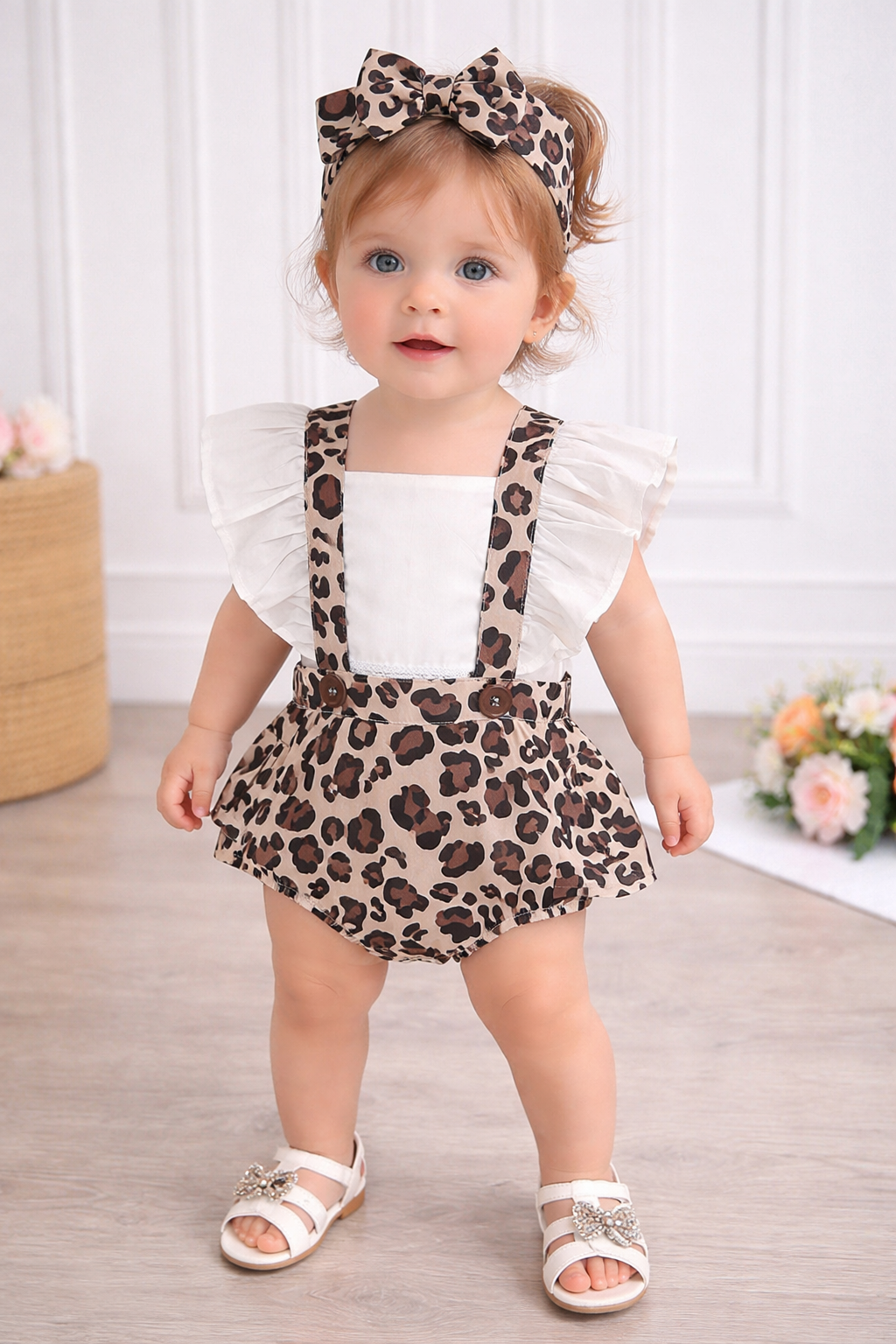 Pagliaccetto estivo animalier + fascia bimba