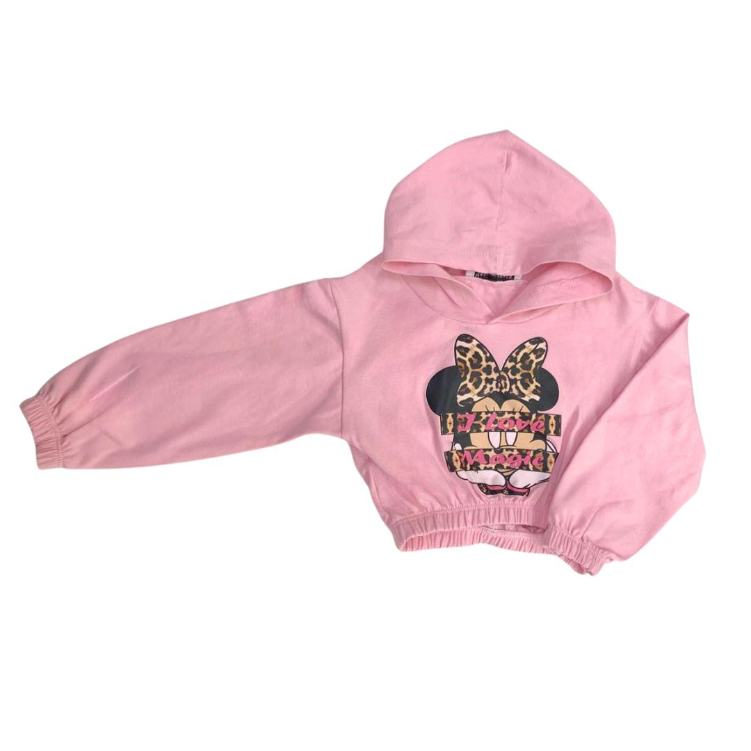 Felpa Bambina Rosa con Cappuccio Minnie