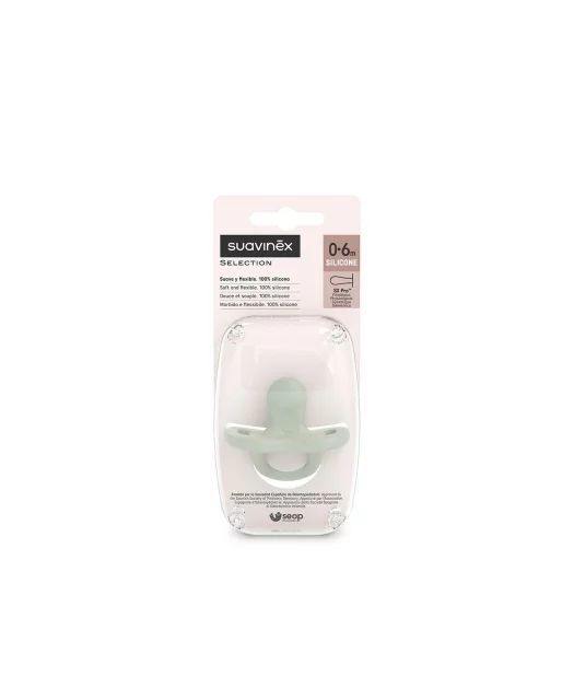 Ciuccio Suavinex 100% Silicone – Morbido e Flessibile verde 0-6 Mesi