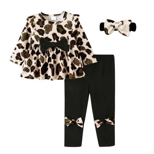 Set 3pz Caldo Cotone bimba leopardo