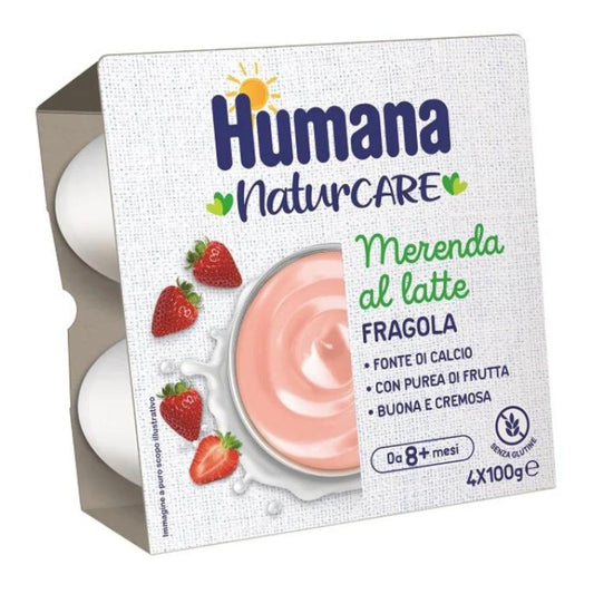 Merenda al latte Humana Fragola 4x100gr - Baby Shop Store