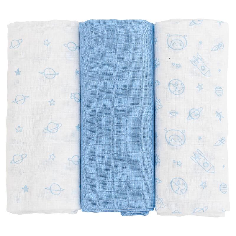 Quadrati di garza 3pz azzurro