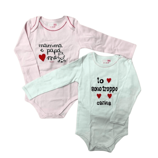 Body caldo cotone "sono troppo carina" femm. x2 - Baby Shop Store