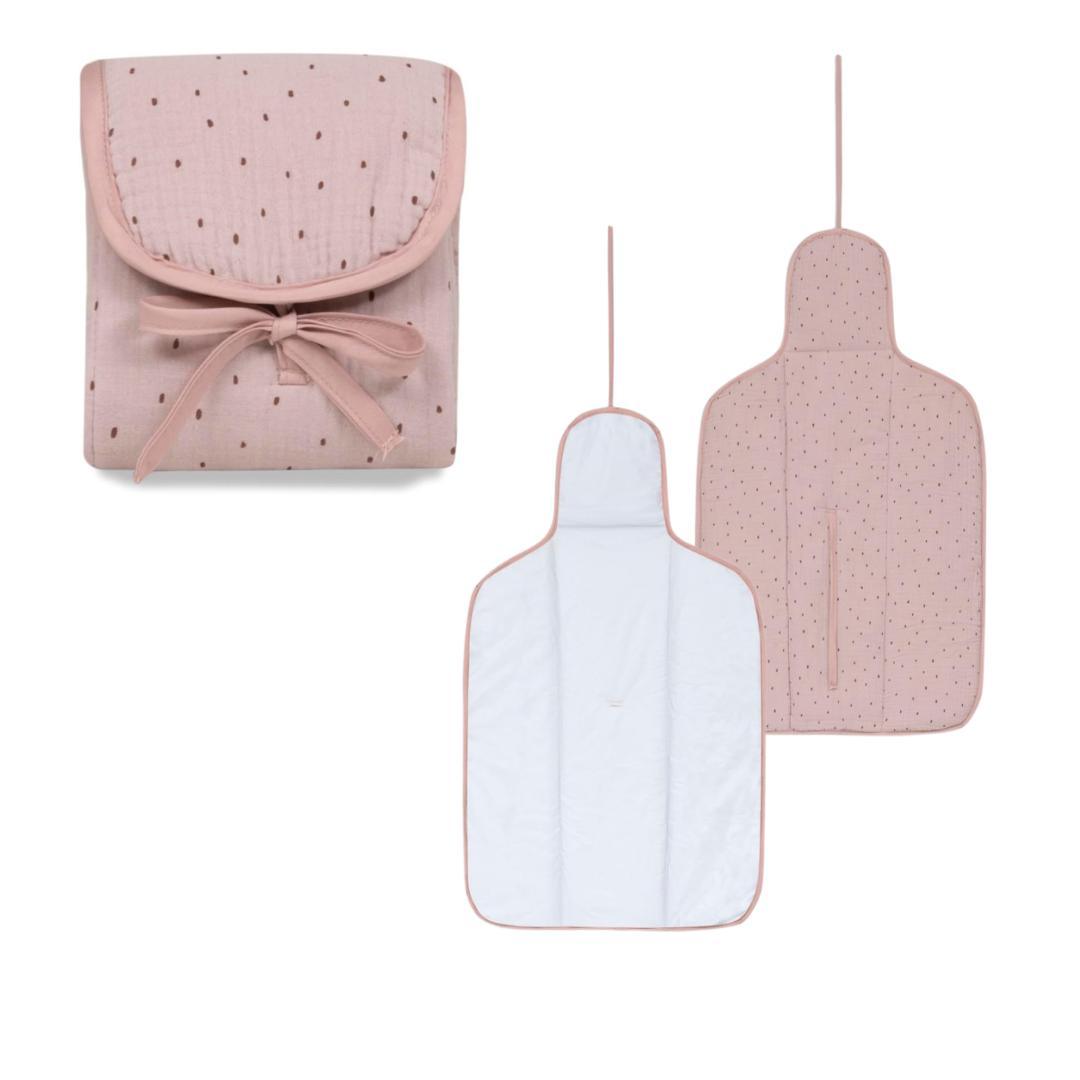 Fasciatoio Da Viaggio Rosa Antico, In Muslin - Baby Shop Store