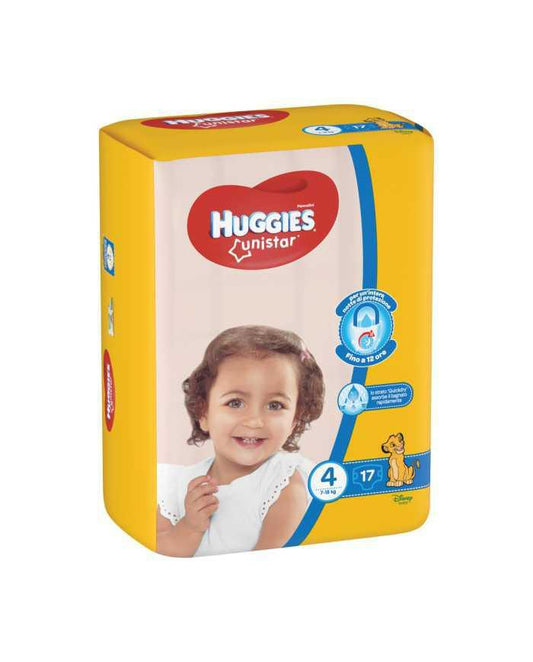 HUGGIES Unistar Maxi Taglia 4 7/18kg 17 Pezzi - Baby Shop Store