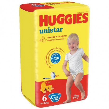 Huggies Unistar 6 couches, 12 couches 15-30kg