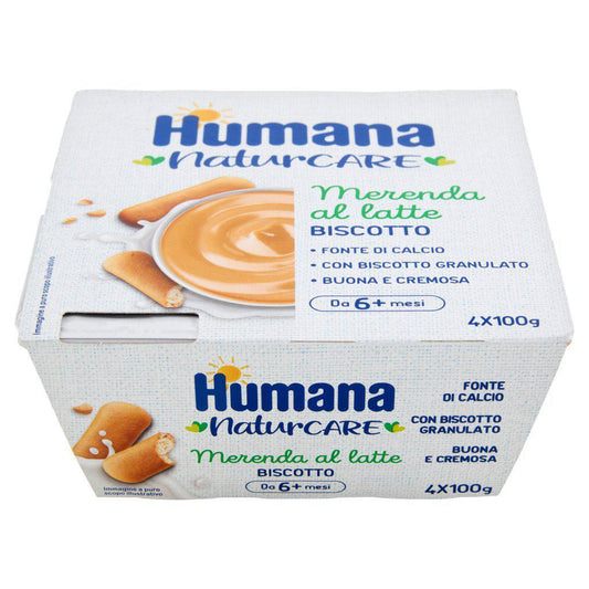 Merenda Humana Latte e Biscotto 4x100gr - Baby Shop Store