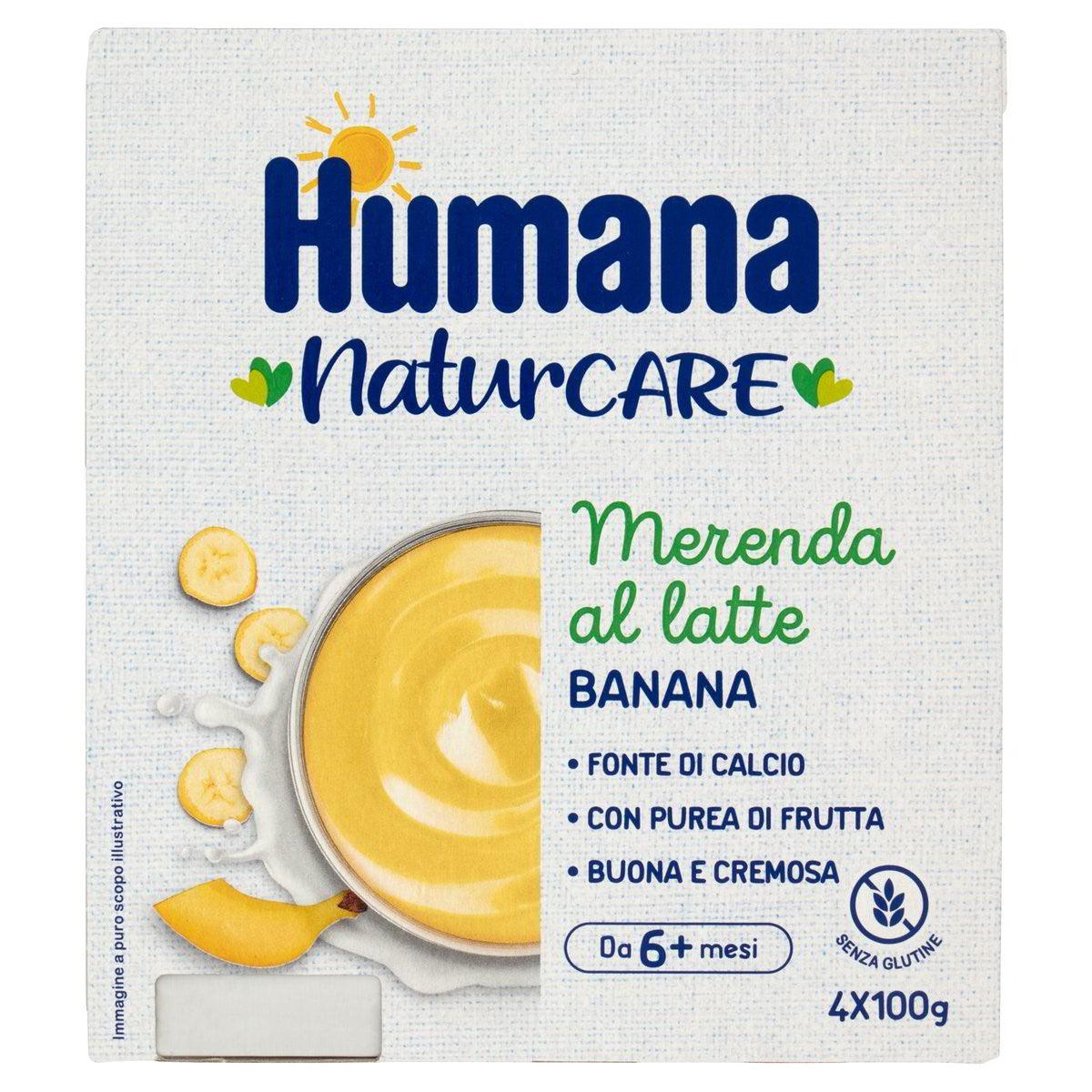 Merenda Humana latte e banana 4x100gr - Baby Shop Store