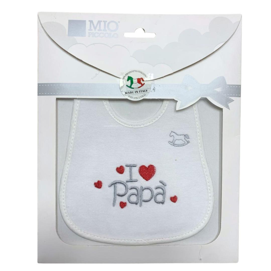 Bavetta ricamata Mio Piccolo "i love papà" - Baby Shop Store