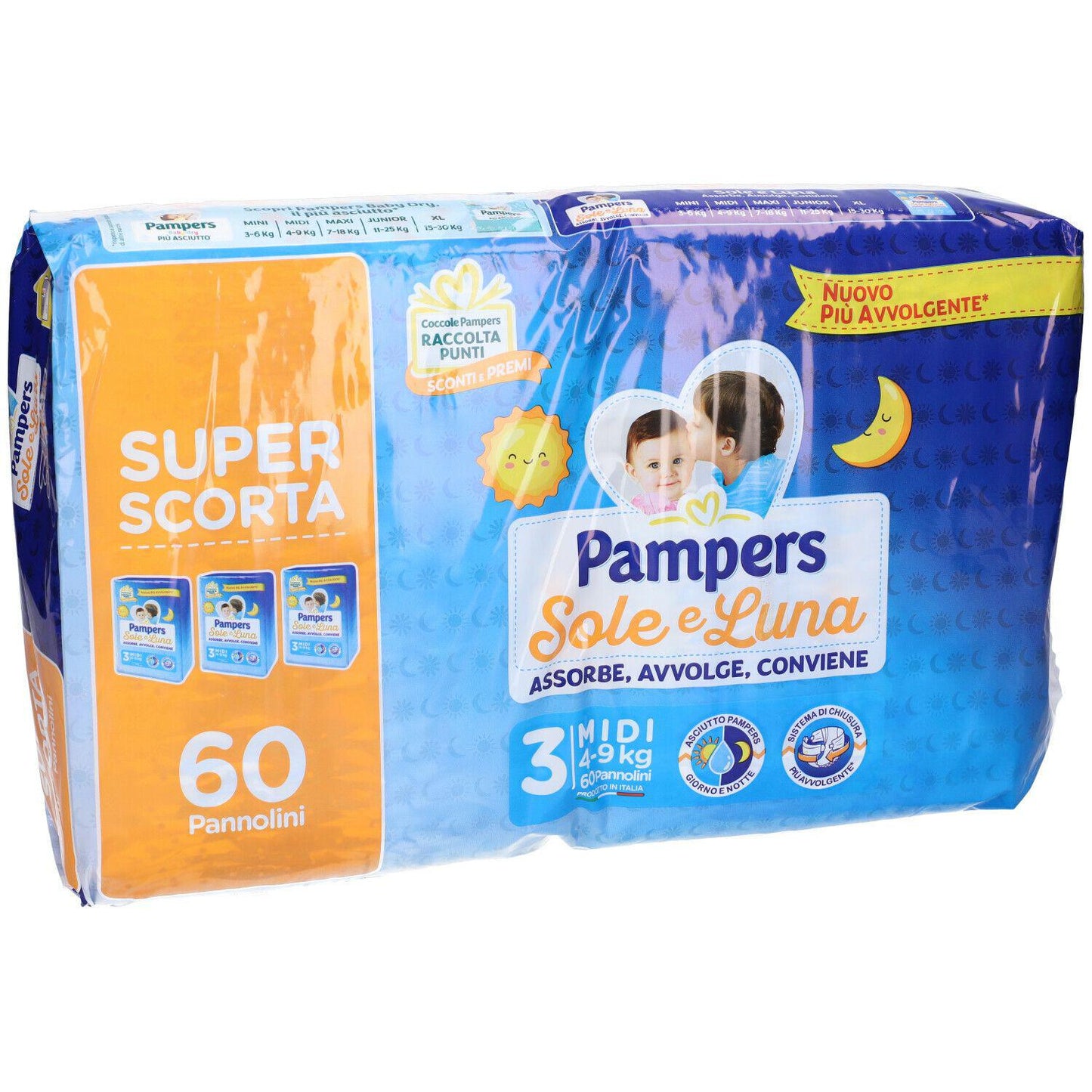 Pampers Sole e Luna Midi 3 4-9kg 60 pannolini