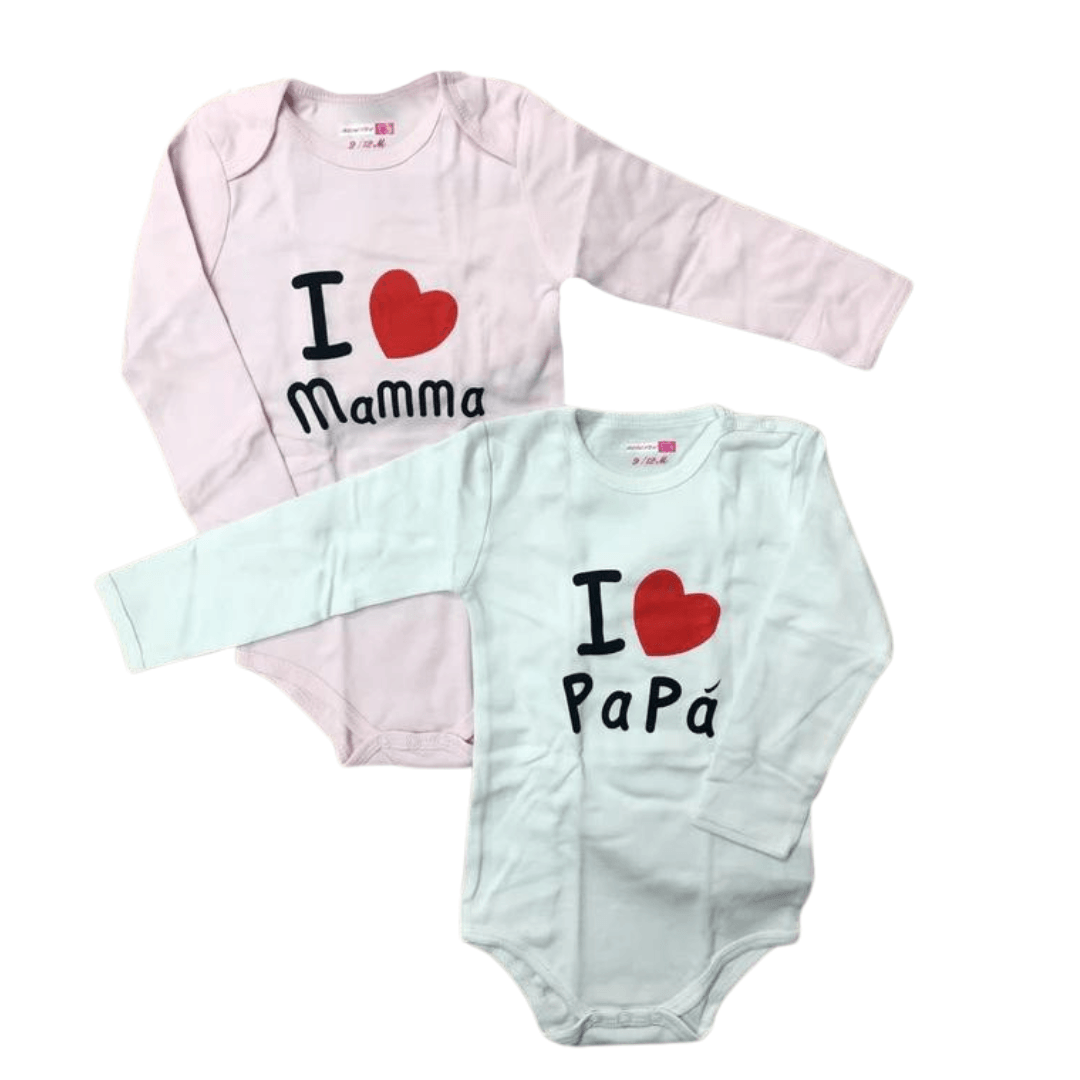 Body caldo cotone "i love mamma-papà" femm. x2 - Baby Shop Store