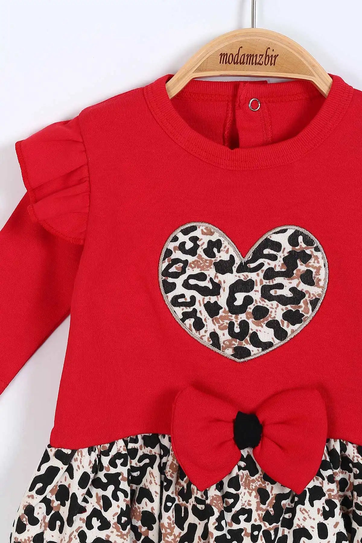 Set Neonata/ Bimba 5 pezzi "Wild Chic" Leopardato Rosso in Cotone