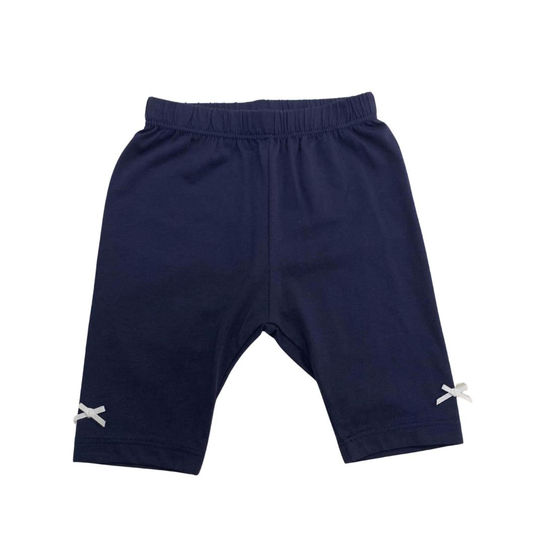 Leggings Corti Bambina Blu con Fiocchetti