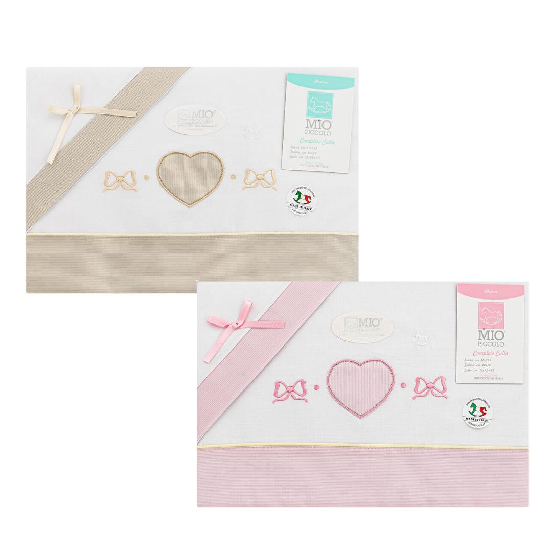 Lenzuolino Baby Culla Mio Piccolo fiocchi e cuori