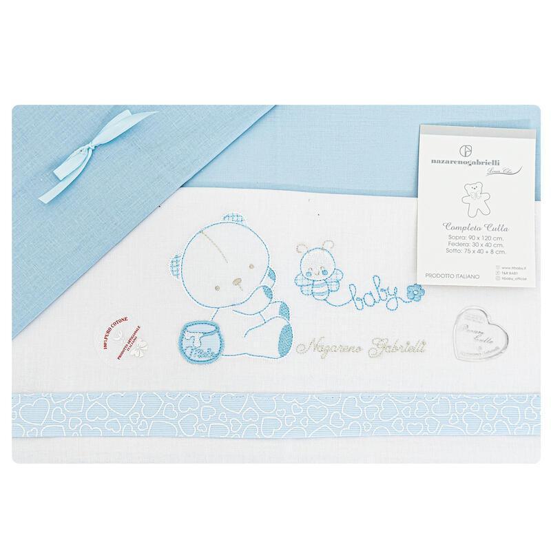 Lenzuolino Nazareno Gabrielli baby culla azzurro - Baby Shop Store