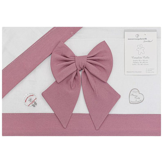 LENZUOLO 3 PZ BABYCULLA RICAMATO CON FIOCCO