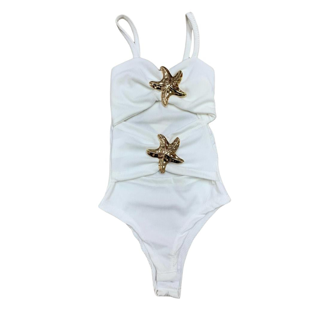 Maglietta/ body bianca con stelle marine dorate
