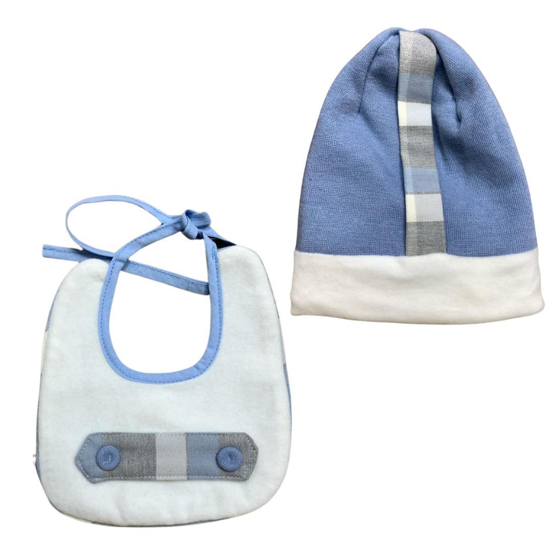 set cappellino e bavetta mini moon in ciniglia mas - Baby Shop Store