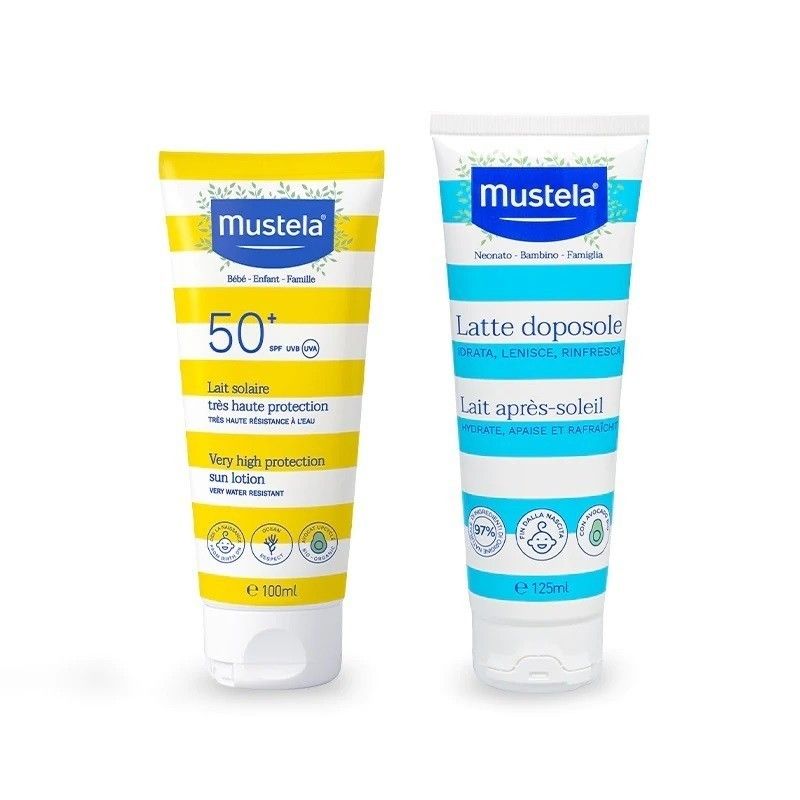 Latte Solare 50+ e latte dopo sole Mustela