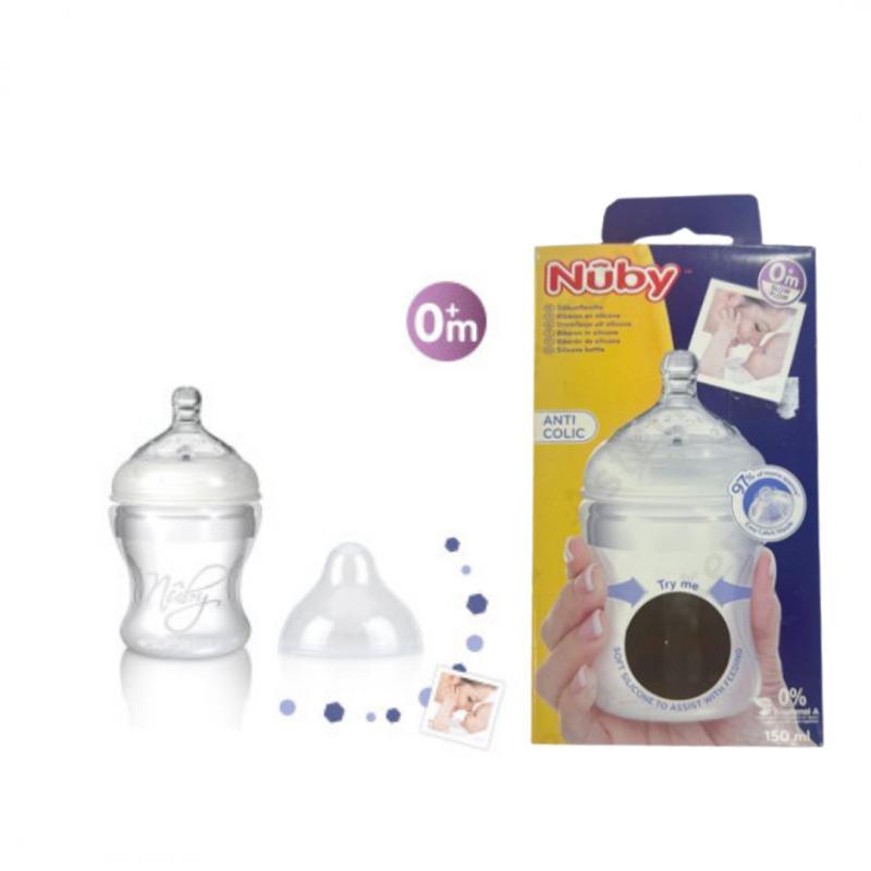 Biberon Nuby anticolica 0m+ 150 ml in silicone - Baby Shop Store