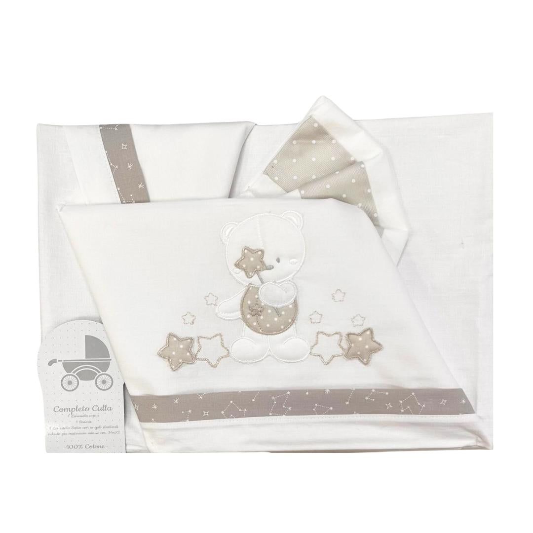 Lenzuola Bruco Bruco baby culla orsetto e stella