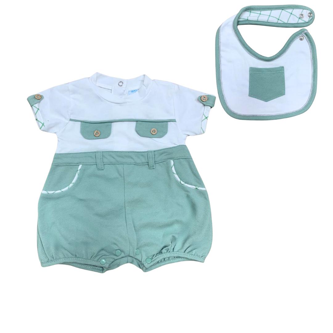 Set Neonato Pagliaccetto + Bavetta Coordinata