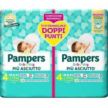 Pannolini Pampers 4. Baby Dry pacco doppio 34pz - Baby Shop Store