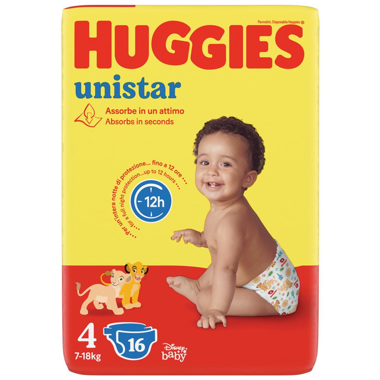 Pannolini Huggies Unistar 4., 16 pannolini 7-18kg - Baby Shop Store