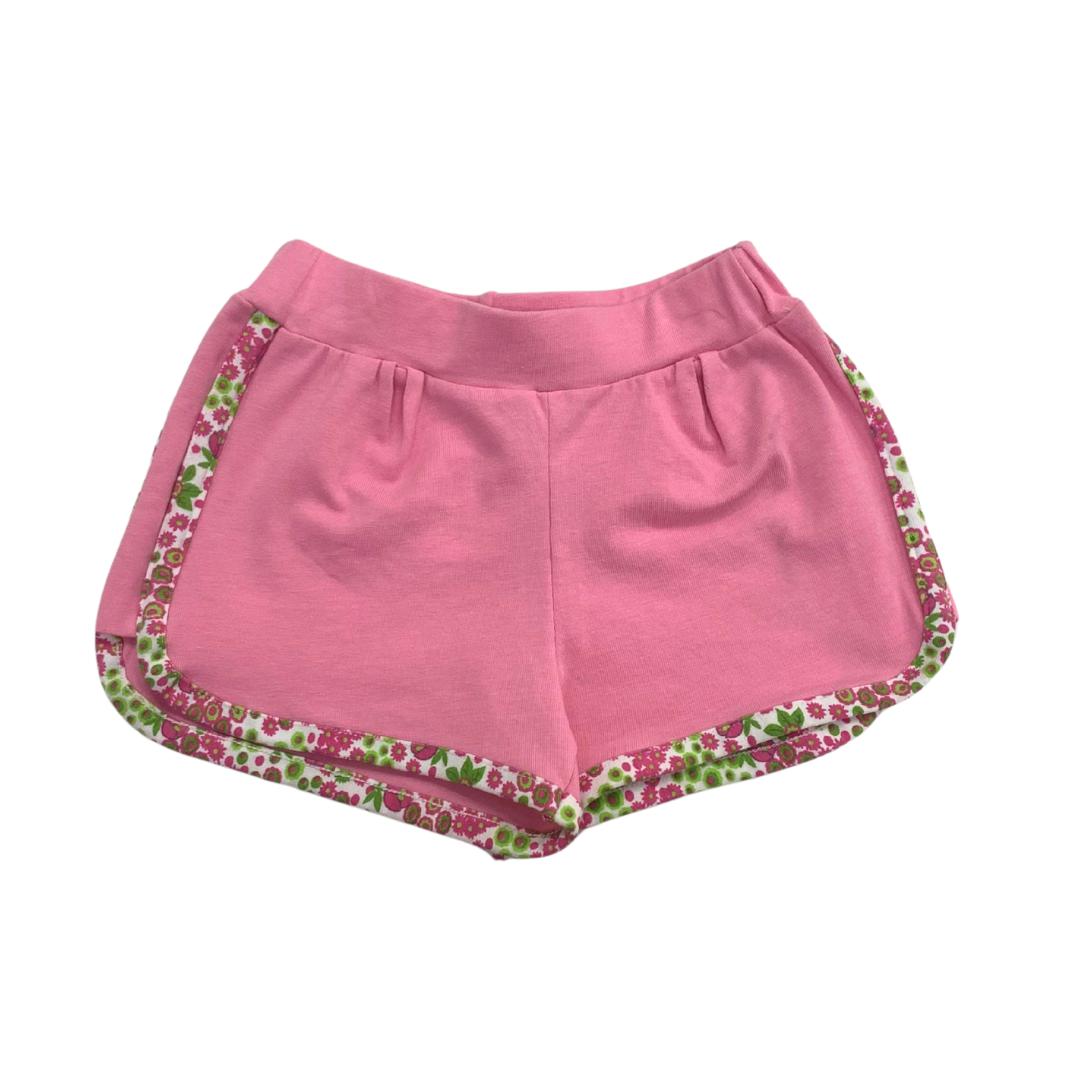 Pantaloncini Bambina Rosa con Bordo Fantasia Flore